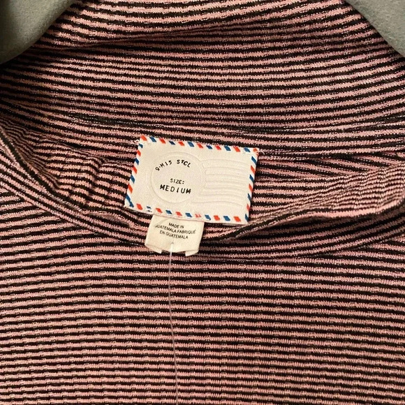NWT new Anthropologie pink black everyday mock neck top postmark stripe medium - Picture 11 of 14